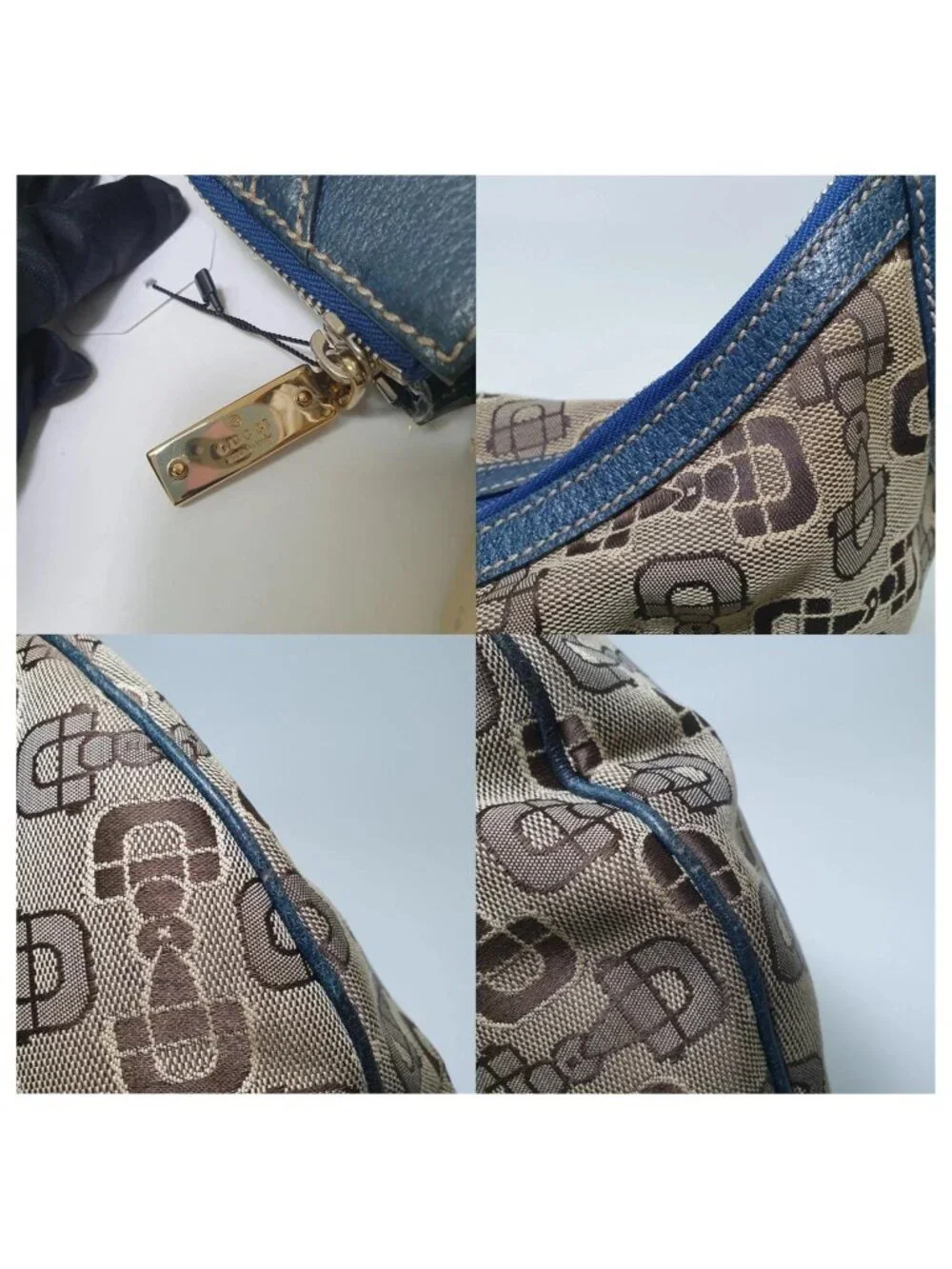 Authentic Gucci Horsebit Canvas Hobo Shoulder Bag